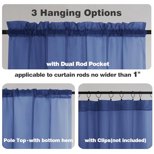 Royal Blue Sheer Curtains 84 Inches Long (Royal Blue / 42"W x 84"L (Pack of 2))