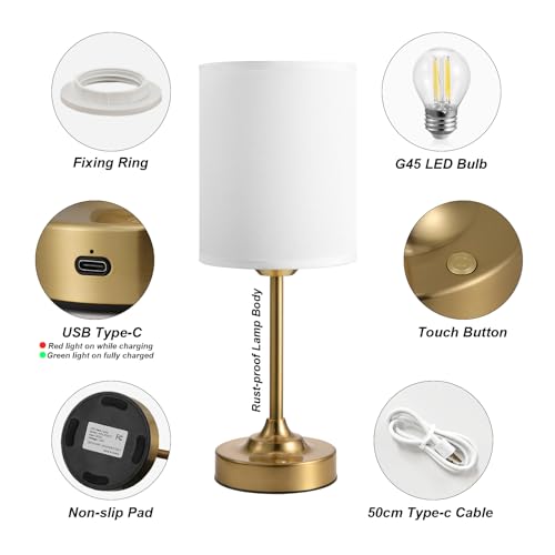 Rechargeable Table Lamp (White - Gold)