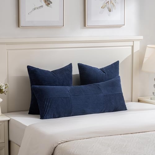 2 Packs Navy Blue Decorative Throw Pillow Covers 20x20 Inch for Living Room Couch Bed Sofa (Navy Blue / 20" x 20" (Pack of 2))
