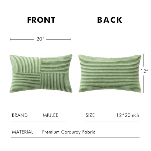 Sage Green Decorative Lumbar Throw Pillow Covers 12x20 Inch 2 Pack (20" x 12" (Pack of 2) / Sage Green)
