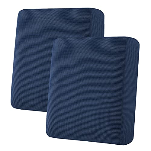 Super Stretch Individual Seat Sofa Covers Slipcover Sets Thick Jacquard Textured Twill Fabric (Navy / 2 Cushion Loveseat)
