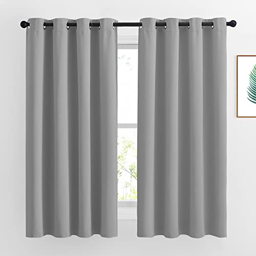 Bedroom Blackout Curtains Panels (Silver Grey / 52"W x 63"L (Pack of 2))