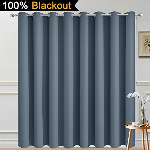 Stone Blue Blackout Patio Door Curtain Panels W100 x L96 (100"W x 96"L (Pack of 1) / Stone Blue)