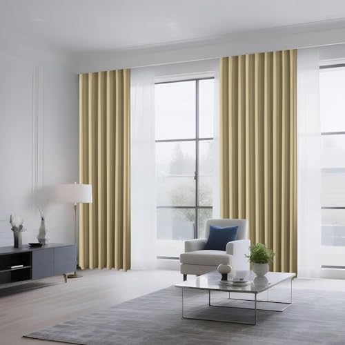 Blackout Curtains for Bedroom 72 inch Long 2 Panels (Beige / 52"W x 72"L (Pack of 2))