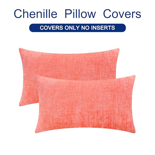 Decorative Couch Throw Pillow Covers 26 X 16 Inches Living Coral (26" x 16" (Pack of 2) / Living Coral)