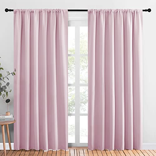 Room Darkening Curtains for Bedroom (Baby Pink / 62"W x 84"L (Pack of 2))