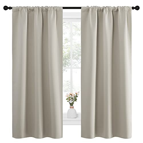 Blackout Curtains for Living Curtains (Natural / 34"W x 63"L (Pack of 2))