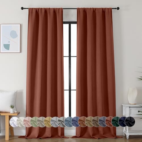 Ava Terracotta Blackout Curtains for Bedroom 96 Inches Long 2 Panels (Terracotta / 40"W x 96"L (Pack of 2))