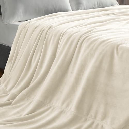 Fleece Blanket Soft Plush Oversized Bed Blanket Cream 120"x120" (Cream / Oversized King(120"x120"))