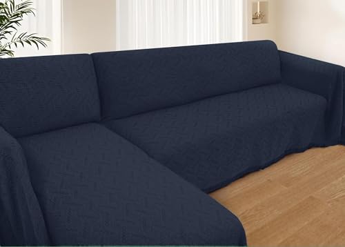 2 Piece Sectional Couch Cover for L Shape Sofa Midnight Blue XXXL (Midnight Blue / XXX-Large)