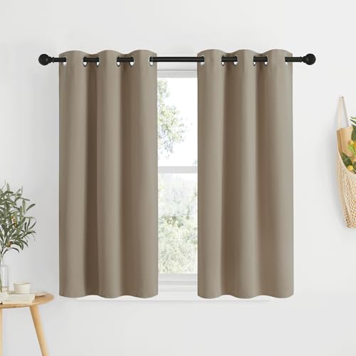 Blackout Short Curtains for Kitchen (Taupe / 34"W x 50"L (Pack of 2))