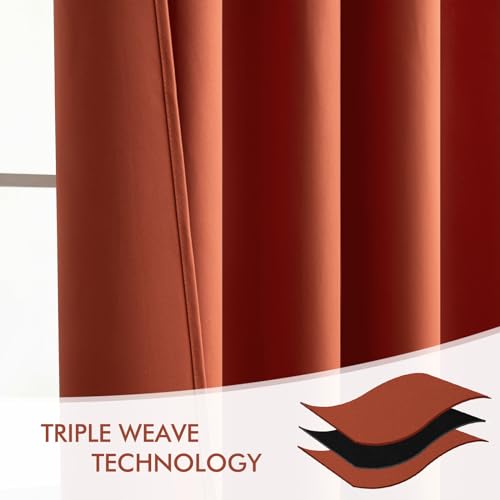 Fall Burnt Orange Back Tab Blackout Curtains 52"x84" Length 2 Panels (Burnt Orange / 52"W x 84"L (Pack of 2))