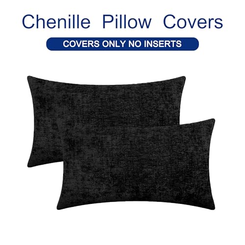 Decorative Couch Throw Pillow Covers 26 X 16 Inches Black (26" x 16" (Pack of 2) / Black)