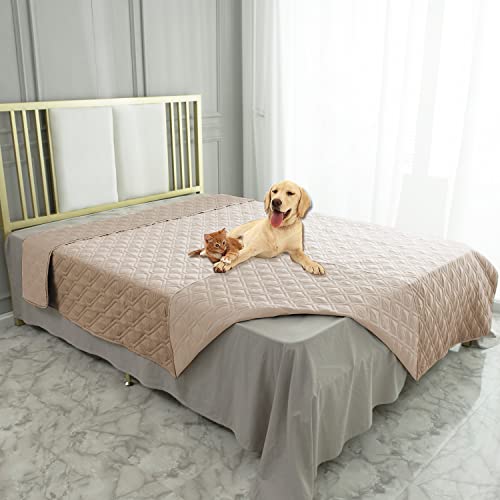 Waterproof Blanket Reversible Dog Bed Cover Pet Blanket for Furniture Bed Couch Sofa (82x120 Inch (Pack of 1) / Beige)