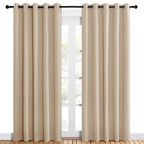 Room Darkening Draperies Window Curtain Panels (Biscotti Beige / 60"W x 84"L (Pack of 2))