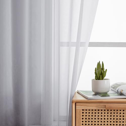 Light Grey Sheer Curtains 72 Inches Long 2 Panels for Living Room (Light Grey / 42"W x 72"L (Pack of 2))