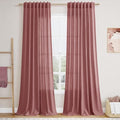 Canyon Rose Linen 144 Inch Curtains for Living Room Light Filtering Semi Sheer Curtain Back Tab Modern Farmhouse Decor Elegant Girl Drapes Floor to Ceiling High Window for Bedroom 52x144 (52"W x 144"L (Pack of 2) / Canyon Rose)