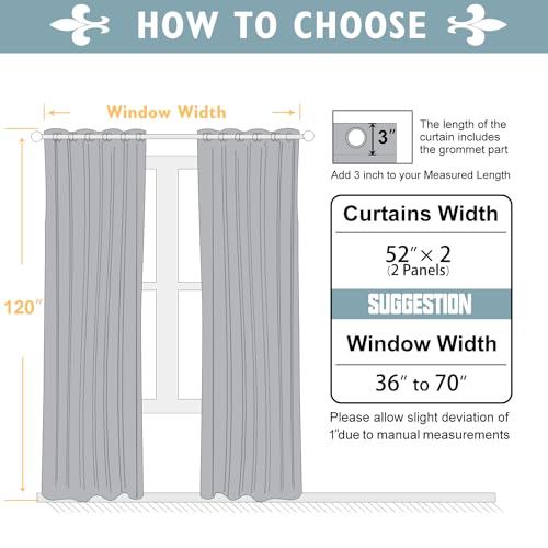 Blackout Curtains for Bedroom and Living Room 120 Inches Long (52"W x 120"L (Pack of 2) / Aqua)