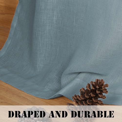 Linen Curtains Home Decorative Nickel Grommet Curtains Privacy Added Energy Saving Light Filtering Window Treatments Draperies for Bedroom (52"W x 72"L (Pack of 2) / Stone Blue)