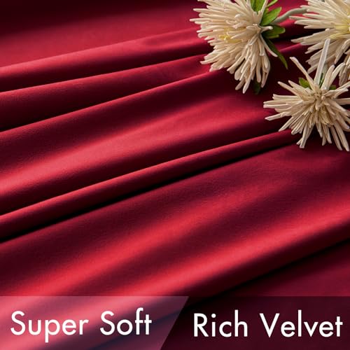 Velvet Curtains 52x72 inches 2 Panels Red Blackout Curtains (Red / 52"W x 72"L (Pack of 2))