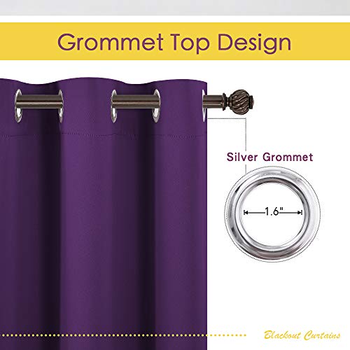 Royal Purple Blackout Curtain Panels 48 inch Long Set of 2 for Bedroom (Royal Purple / 34"W x 48"L (Pack of 2))