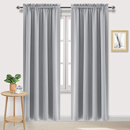Wide Blackout Curtains for Living Room 60 x 84 Inch Long 2 Panels (Silver Grey / 60"W x 84"L (Pack of 2))