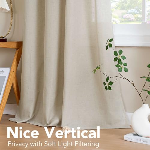 Living Room Linen Curtains (52"W x 72"L (Pack of 2) / Castle Wall)