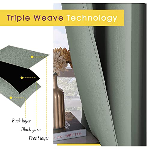 Bedroom Curtain Panels Blackout Draperies (Greyish Green / 34"W x 60"L (Pack of 2))