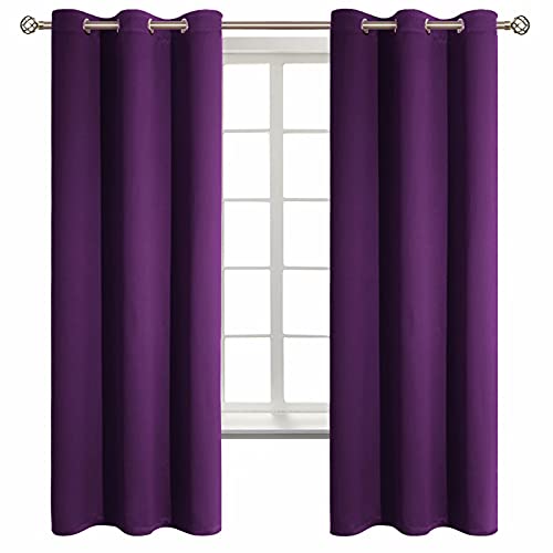 Purple Blackout Curtains for Bedroom 63 Inch Long (Purple / 42"W x 63"L (Pack of 2))