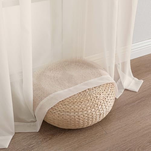 Sheer Cream Curtains 108 Inches Long 2 Panels Set (Cream / 59"W x 108"L (Pack of 2))