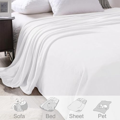 Soft Large Fleece Throw Blanket for Couch (Pure White / Throw XL (50" x 70"))