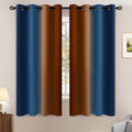 Dark Blue Burnt Orange Ombre Curtains 52x63Inch 2 (52"W x 63"L (Pack of 2) / Dark Blue and Burnt Orange)