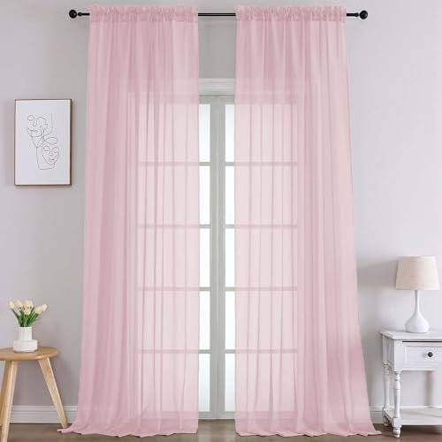 Extra Long Blush Pink Sheer Curtains 108 Inches Long 2 Panels (Blush Pink / 59"W x 108"L (Pack of 2))