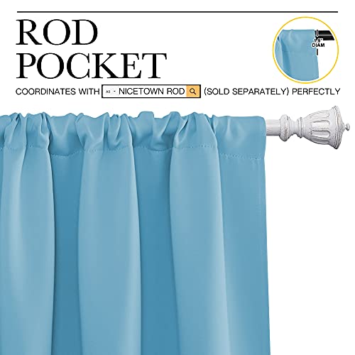 Kitchen Curtains for Small Windows (Teal Blue / 34"W x 54"L (Pack of 2))