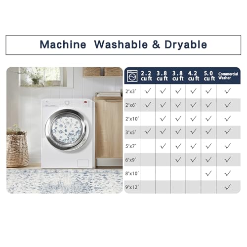 8x10 Washable Area Rugs for Living Room (8' x 10' (Rectangular) / Blue-white-gray)