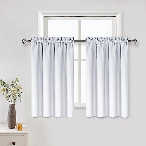 Short Blackout Curtains 52 x 36 Inch Long for Kitchen RV Bunk 2 Panels (Greyish White / 52"W x 36"L (Pack of 2))