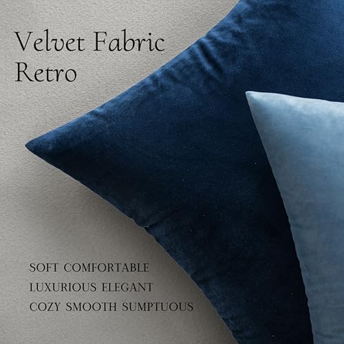 Velvet Throw Pillow Covers 20x20 Inch Pack of 2 Dark Blue (20" x 20" (Pack of 2) / Dark Blue)