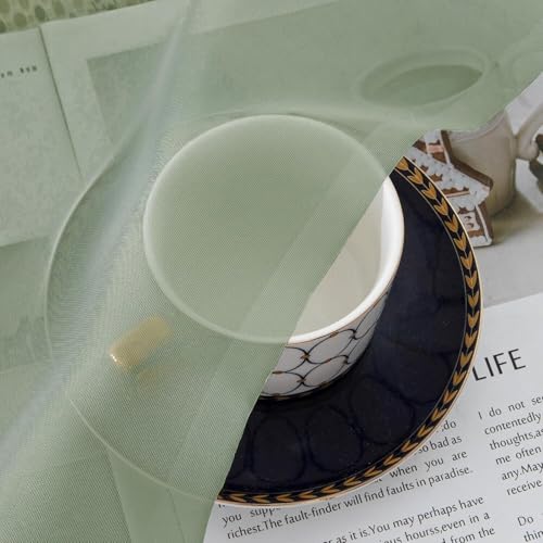 Sage Green Sheer Curtains 90 Inch Length 2 PCS (42"W x 90"L (Pack of 2) / Sage Green)