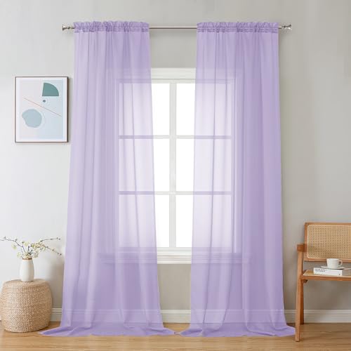 Lilac Sheer Curtains 108 Inches Long (Lilac / 42"W x 108"L (Pack of 2))