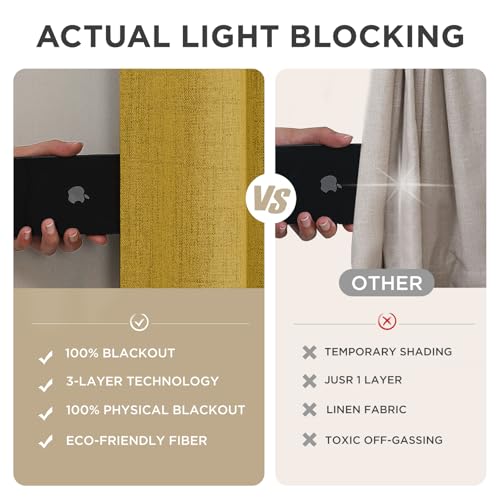 Blackout Curtains for Bedroom (Yellow / 52"W x 72"L (Pack of 2))