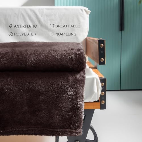 Fuzzy Large Fleece Throw Blanket for Couch (Coffee / 50x70 IN)