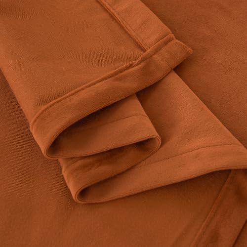 Burnt Orange Velvet Blackout Curtains for Living Room (Burnt Orange / 52"W x 90"L (Pack of 2))