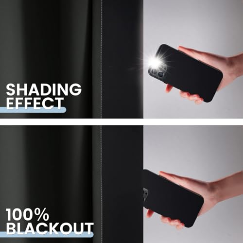 100% Blackout Ombre Bedroom Curtains Black and Greyish White (52"W x 45"L (Pack of 2) / Black White)