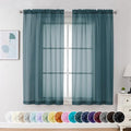 Sheer Curtains 63 Inch Length 2 Panels (Stone Blue / 42"W x 63"L (Pack of 2))