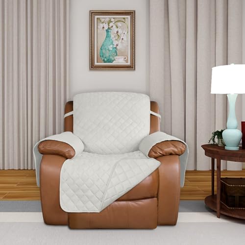 Reversible Recliner Chair Covers Couch Covers for Dogs (Large Recliner / Ivory/Ivory)