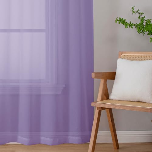 Lavender Sheer Curtains 78 Inches Long 2 Panels Set (Lavender / 42"W x 78"L (Pack of 2))