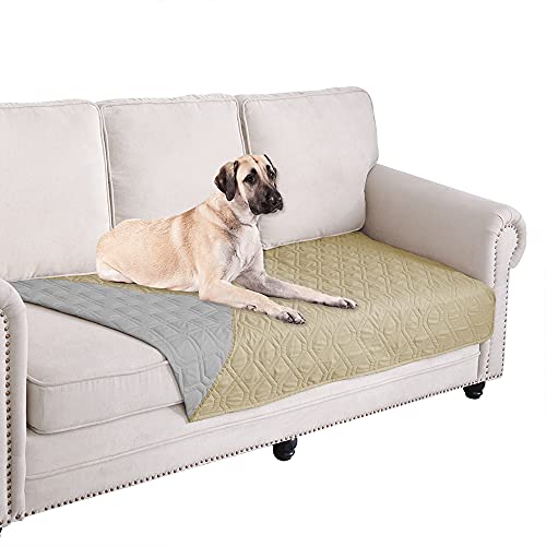 Waterproof Dog Bed Blankets Cover for Bed Couch Sofa Reversible (30x70 Inch (Pack of 1) / Beige+lightgrey)