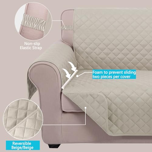 Reversible Sofa Cover Couch Cover for Dogs (Beige/Beige / 68"sofa L - Large)