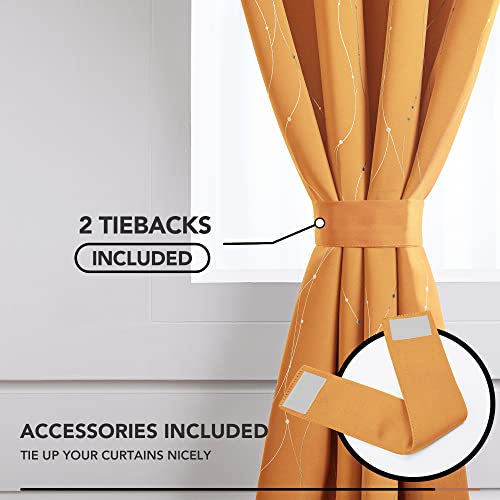 Living Room Curtains 72 Inches Long (Orange/Wave Dots / 42"W x 72"L (Pack of 2))