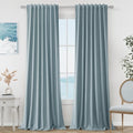 Blue 100% Blackout Linen Curtains 96 Inch Length 2 Panels Set for Living Room Bedroom Back Tab (Blue / 52"W x 96"L (Pack of 2))